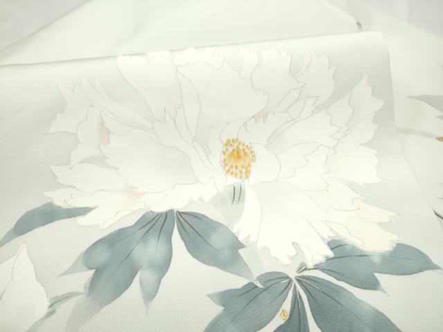 平和屋着物●塩瀬 九寸名古屋帯 手描き 枝花文 正絹 逸品 CABM6344hy