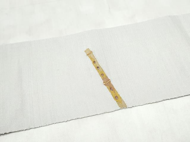 平和屋着物●八寸名古屋帯 紬地 横笛 金糸 正絹 逸品 CABM6353hy