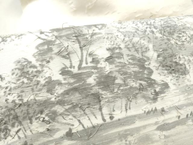 平和屋着物●九寸名古屋帯 作家物 手描き 髭紬 風景文 正絹 逸品 CABM6364hy