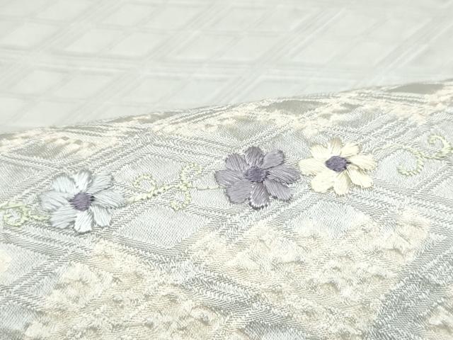 平和屋着物●九寸名古屋帯 絞り 刺繍 舞花文 正絹 逸品 CABM6378hy