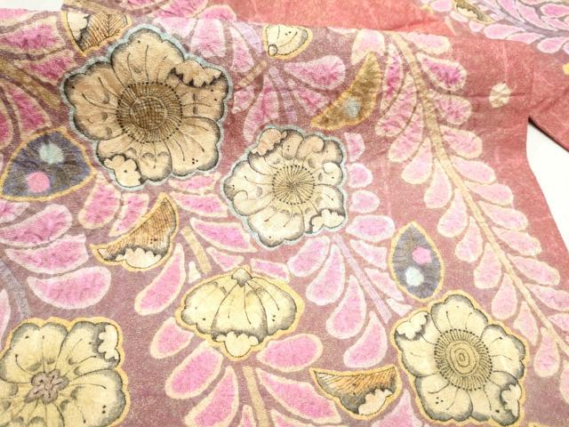 平和屋着物●九寸名古屋帯 作家物 辻が花 絞り 金通し地 正絹 逸品 CABM6392hy