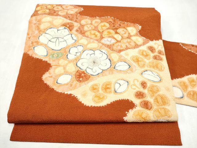 平和屋着物●九寸名古屋帯 辻が花 鬼しぼ縮緬 正絹 逸品 CABM6395hy