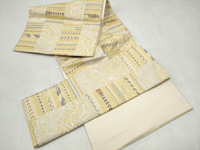 平和屋着物●つけ帯 飛鶴花文 金銀糸 正絹 逸品 CABM6396hy