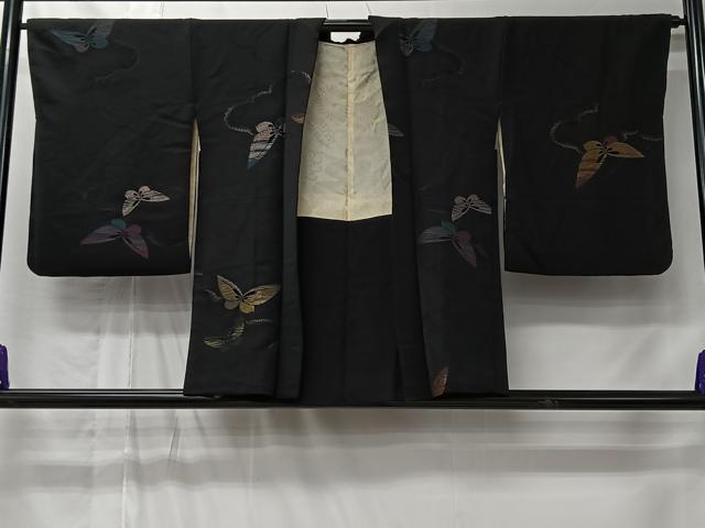 平和屋着物#羽織 寿光織 舞葉文 黒地 金銀糸 正絹 逸品 CABM6414ua