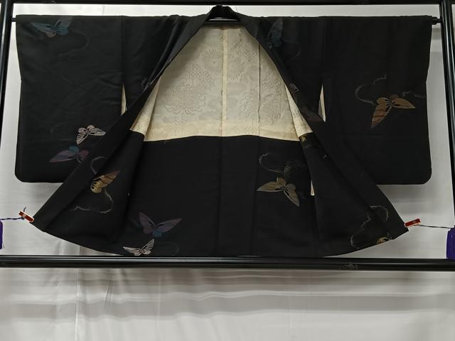 平和屋着物#羽織 寿光織 舞葉文 黒地 金銀糸 正絹 逸品 CABM6414ua