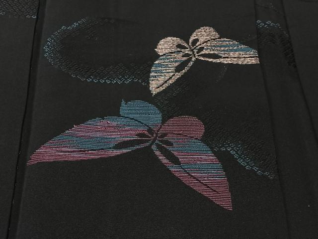 平和屋着物#羽織 寿光織 舞葉文 黒地 金銀糸 正絹 逸品 CABM6414ua