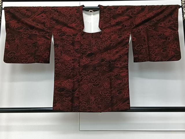 平和屋着物#道行コート 輪奈ビロード 立波草花文 正絹 逸品 CABM6437ua