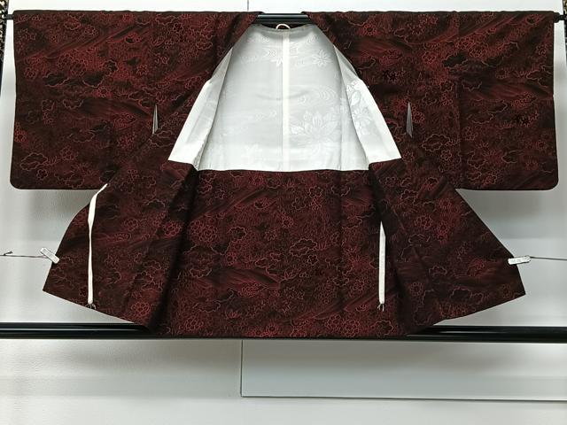 平和屋着物#道行コート 輪奈ビロード 立波草花文 正絹 逸品 CABM6437ua