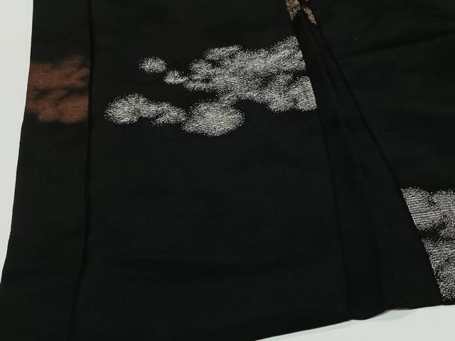 平和屋着物#羽織 寿光織 霞文 黒地 金銀糸 正絹 逸品 CABM6446ua