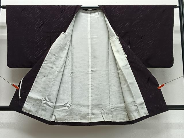 平和屋着物#道行コート 輪奈ビロード 斜線文 ロング丈 高島屋扱い 正絹 逸品 CABM6449ua