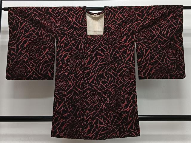 平和屋着物#道行コート 輪奈ビロード 舞花文 ロング丈 正絹 逸品 CABM6450ua