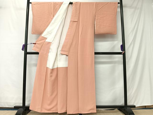 平和屋着物■上質な色無地 洒落柿色 正絹 逸品 CABM6581ua