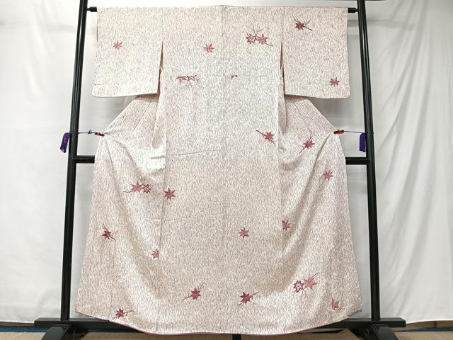 平和屋着物■上質な小紋 刺繍 枝葉文 金彩 正絹 逸品 CABM6582ua
