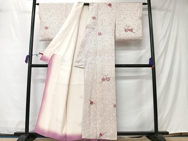 平和屋着物■上質な小紋 刺繍 枝葉文 金彩 正絹 逸品 CABM6582ua