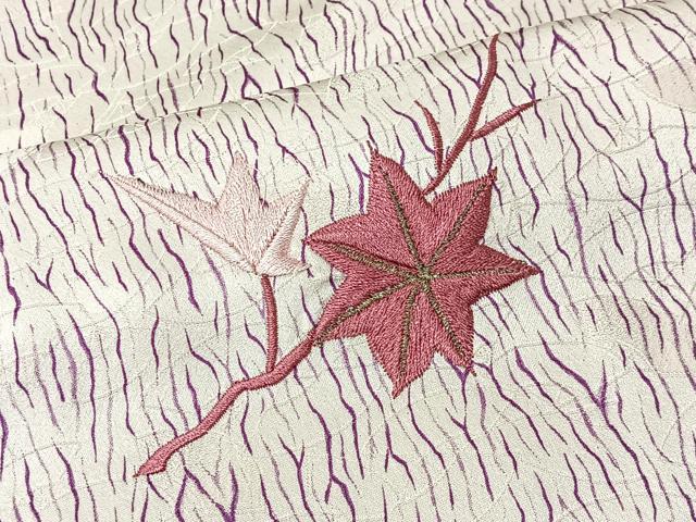 平和屋着物■上質な小紋 刺繍 枝葉文 金彩 正絹 逸品 CABM6582ua