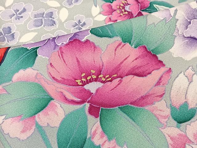 平和屋着物■豪華振袖 草花文 暈し染め 金彩 正絹 逸品 CABM6584ua