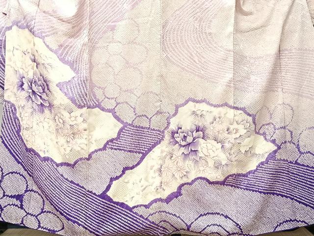 平和屋着物■豪華振袖 絞り 流水草花文 正絹 逸品 CABM6590ua