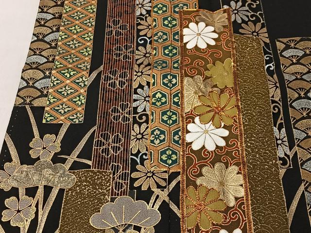 平和屋着物■豪華黒留袖 作家物 駒刺繍 吉祥草花文 金彩 正絹 逸品 CABM6592ua