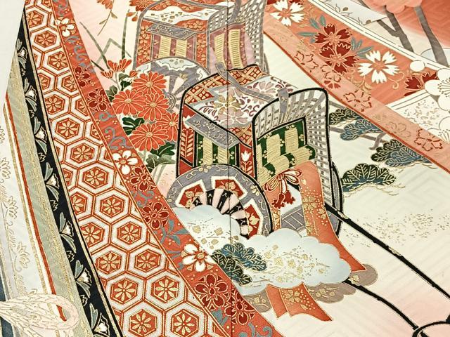 平和屋着物■豪華振袖 御所車草花文 暈し染め 金彩 正絹 逸品 CABM6593ua