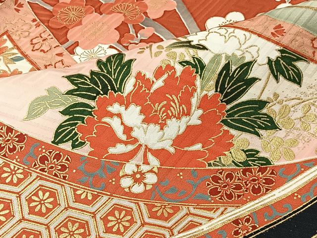 平和屋着物■豪華振袖 御所車草花文 暈し染め 金彩 正絹 逸品 CABM6593ua