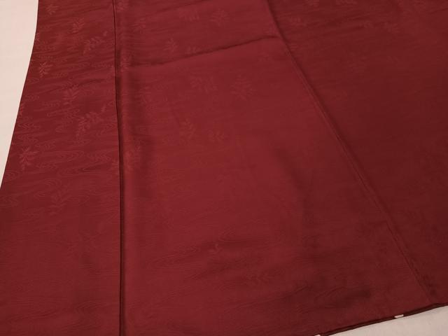 平和屋着物■上質な色無地 流水草葉地紋 葡萄茶色 正絹 逸品 CABM6598ua
