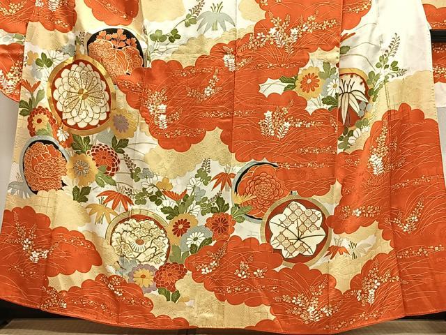 平和屋着物■豪華振袖 駒刺繍 雲取り花丸文 金彩 正絹 逸品 CABM6615ua