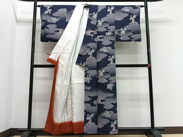 平和屋着物■上質な小紋 雲取り草花文 銀彩 正絹 逸品 未使用 CABM6632ua