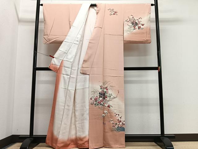 平和屋着物■訪問着 文箱花鳥文 暈し染め 金彩 正絹 逸品 CABM6666ua