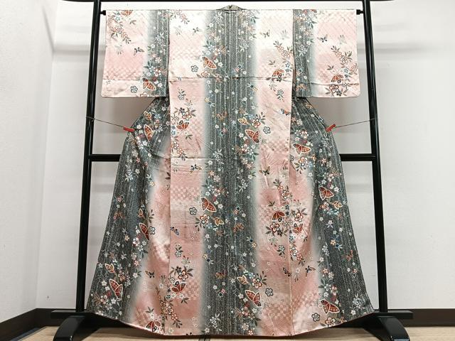 平和屋着物■上質な小紋 花蝶文 金銀彩 正絹 逸品 CABM6668ua