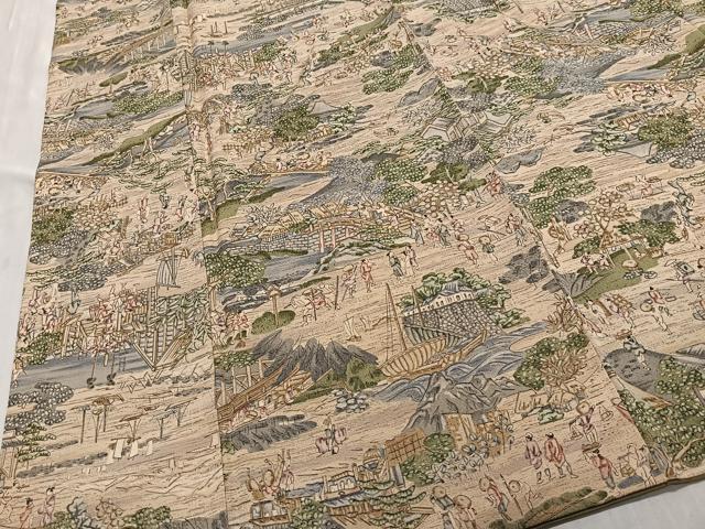 平和屋着物■上質な小紋 人物風景文 金彩 正絹 逸品 CABM6688ua