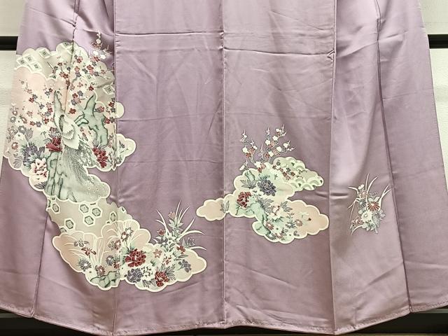 平和屋着物■訪問着 雲取り孔雀花文 正絹 逸品 CABM6691ua
