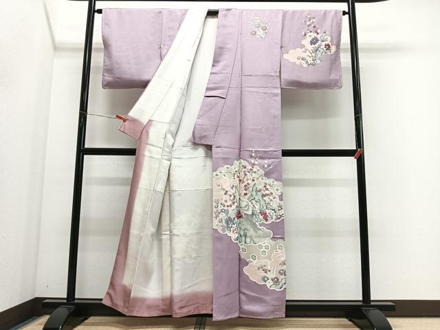 平和屋着物■訪問着 雲取り孔雀花文 正絹 逸品 CABM6691ua