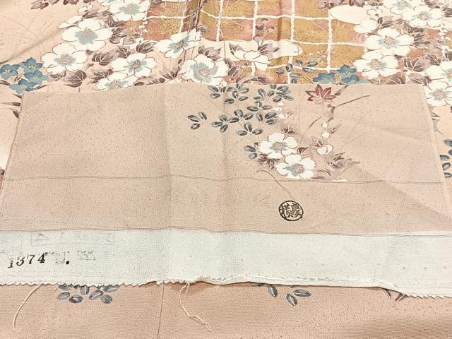 平和屋着物■訪問着 エ霞草花文 金彩 反端付き 正絹 逸品 未使用 CABM6701ua