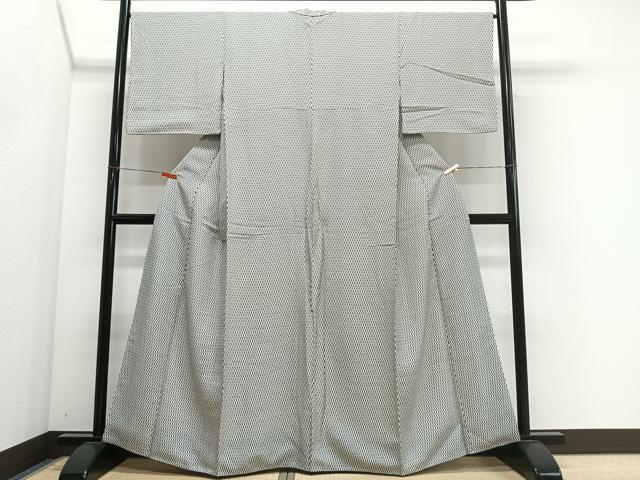 平和屋着物■上質な小紋 斜め格子 反端付き 正絹 逸品 CABM6703ua
