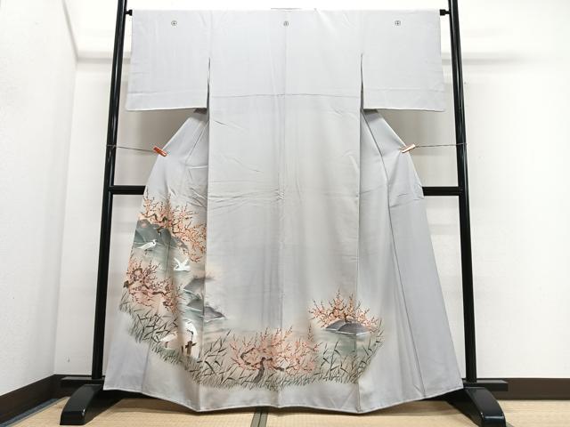 平和屋着物■豪華色留袖 手描き 遠山花鳥文 白鷺 暈し染め 正絹 逸品 CABM6708ua