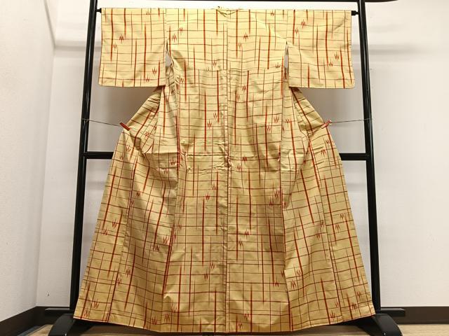 平和屋着物■上質な紬 格子 正絹 逸品 CABM6710ua