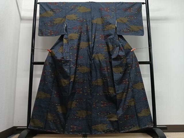 平和屋着物■本場大島紬 7マルキ 雲取り風景文 正絹 逸品 CABM6739ua