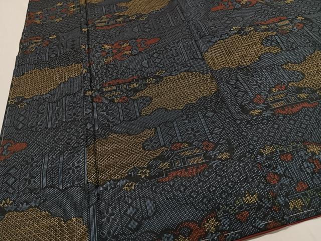 平和屋着物■本場大島紬 7マルキ 雲取り風景文 正絹 逸品 CABM6739ua