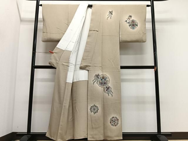 平和屋着物■訪問着 萬代草木染め 雪輪花鳥文 暈し染め 鬼しぼ縮緬 正絹 逸品 CABM6751ua