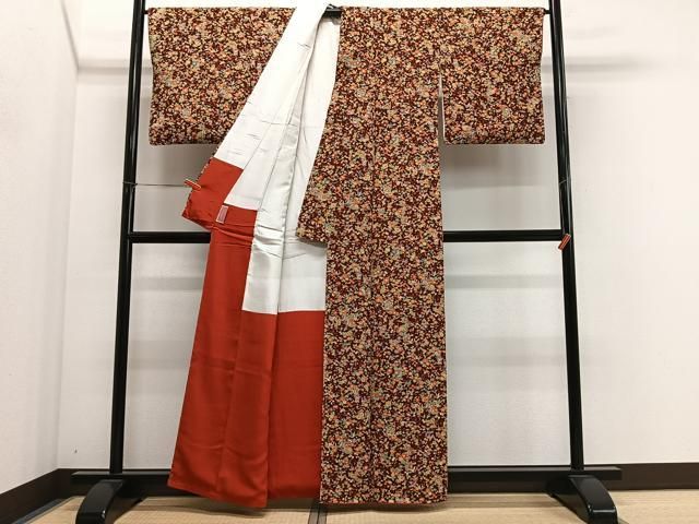 平和屋着物■上質な小紋 更紗花籠文 正絹 逸品 未使用 CABM6752ua