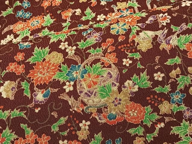 平和屋着物■上質な小紋 更紗花籠文 正絹 逸品 未使用 CABM6752ua