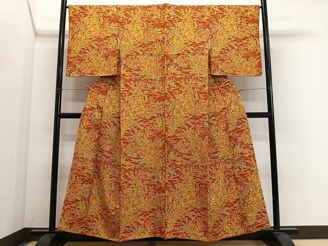平和屋着物■上質な小紋 流水草花文 正絹 逸品 CABM6753ua