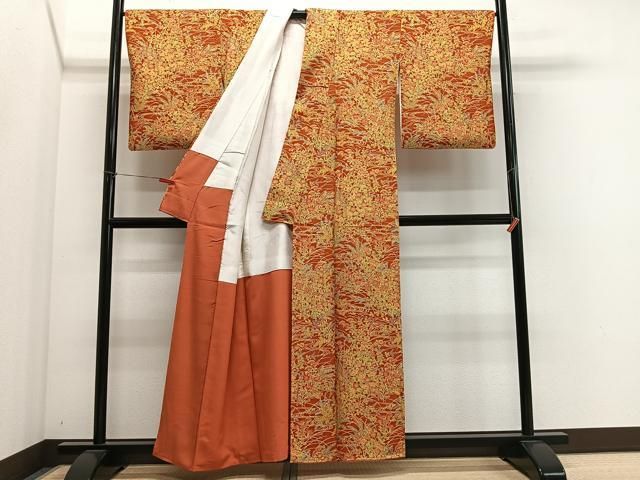 平和屋着物■上質な小紋 流水草花文 正絹 逸品 CABM6753ua