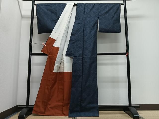平和屋着物■本場大島紬 7マルキ 麻の葉文様 正絹 逸品 CABM6767ua