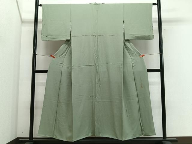 平和屋着物■上質な色無地 幻の染 岩石染 山葵色 正絹 逸品 CABM6772ua
