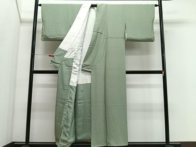 平和屋着物■上質な色無地 幻の染 岩石染 山葵色 正絹 逸品 CABM6772ua