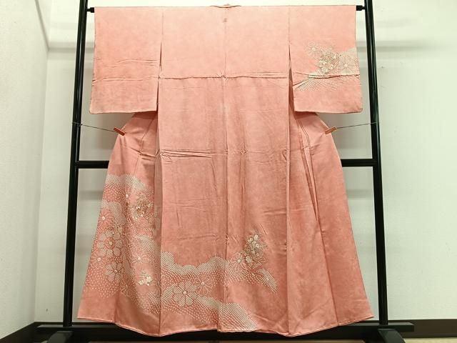 平和屋着物■訪問着 総刺繍 絞り 草花文 暈し染め 正絹 逸品 CABM6776ua