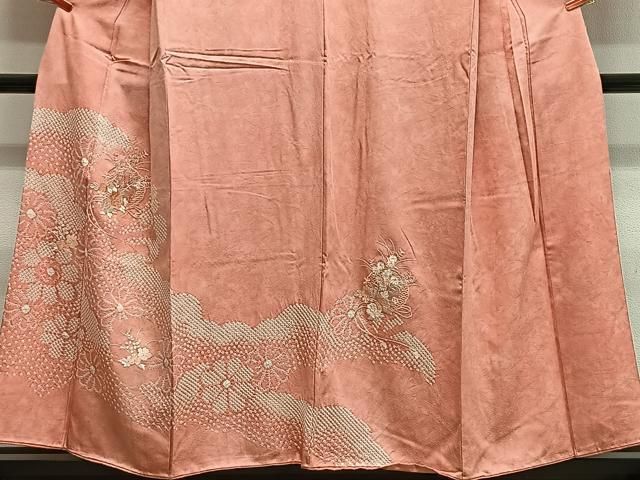 平和屋着物■訪問着 総刺繍 絞り 草花文 暈し染め 正絹 逸品 CABM6776ua