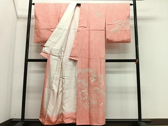 平和屋着物■訪問着 総刺繍 絞り 草花文 暈し染め 正絹 逸品 CABM6776ua