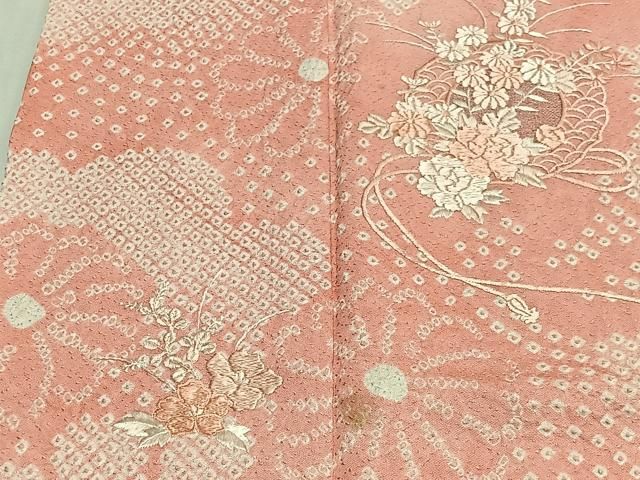 平和屋着物■訪問着 総刺繍 絞り 草花文 暈し染め 正絹 逸品 CABM6776ua